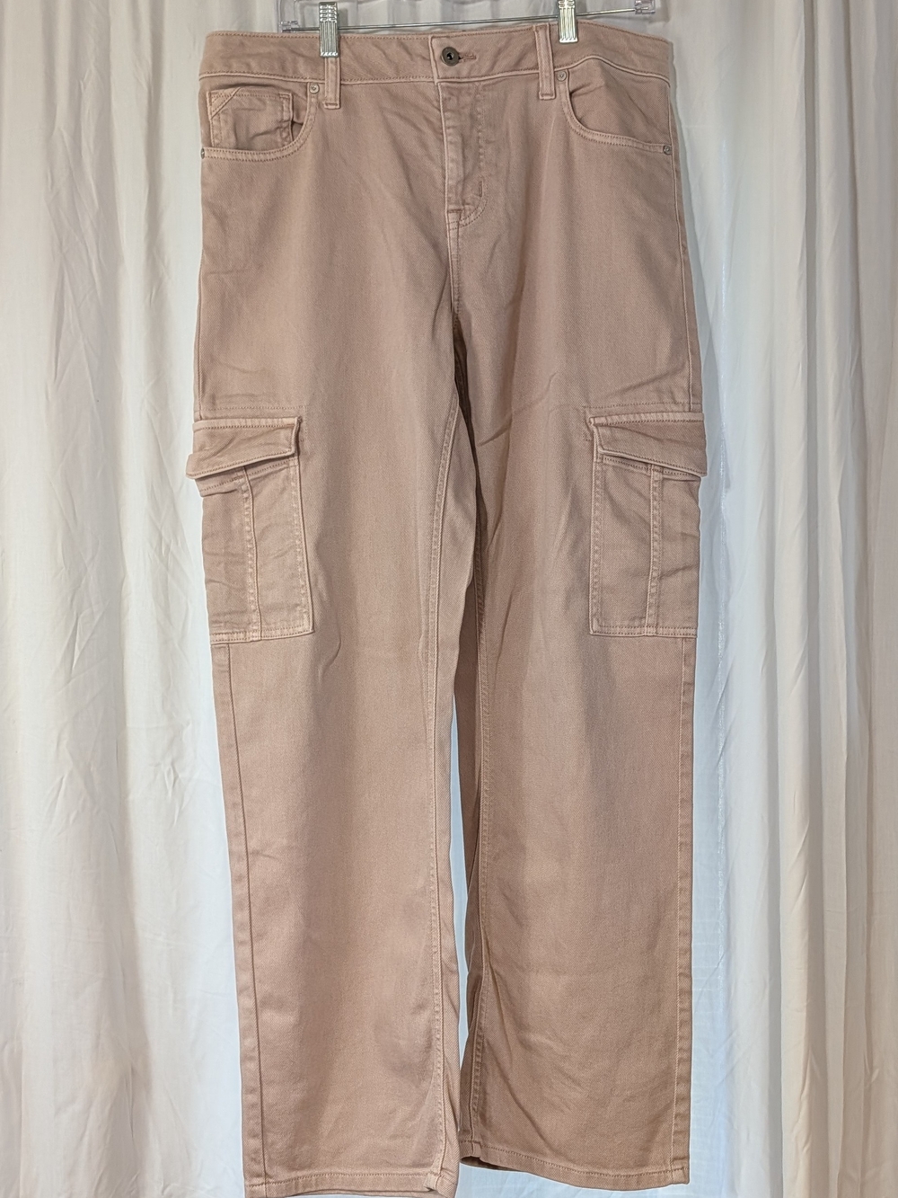 Edgely Blush Pink Denim Utility Cargo Style Boyfriend Mid Rise Jeans Size 12R